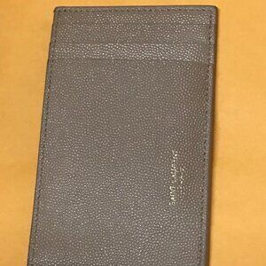 Saint Laurent Uptown Grained Dark Beige Leather Card Holder